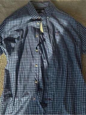 Tommy Hilfiger Navy and White Gingham Button-Down Shirt